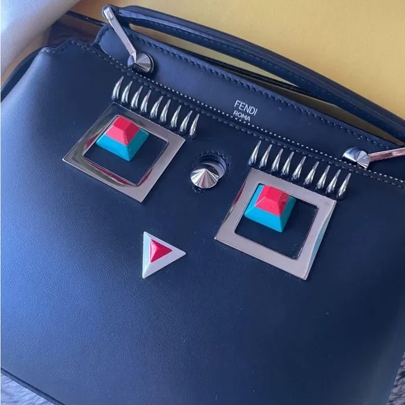 RARE Fendi MONSTER Black Leather Handbag! NWOT - Picture 2 of 4